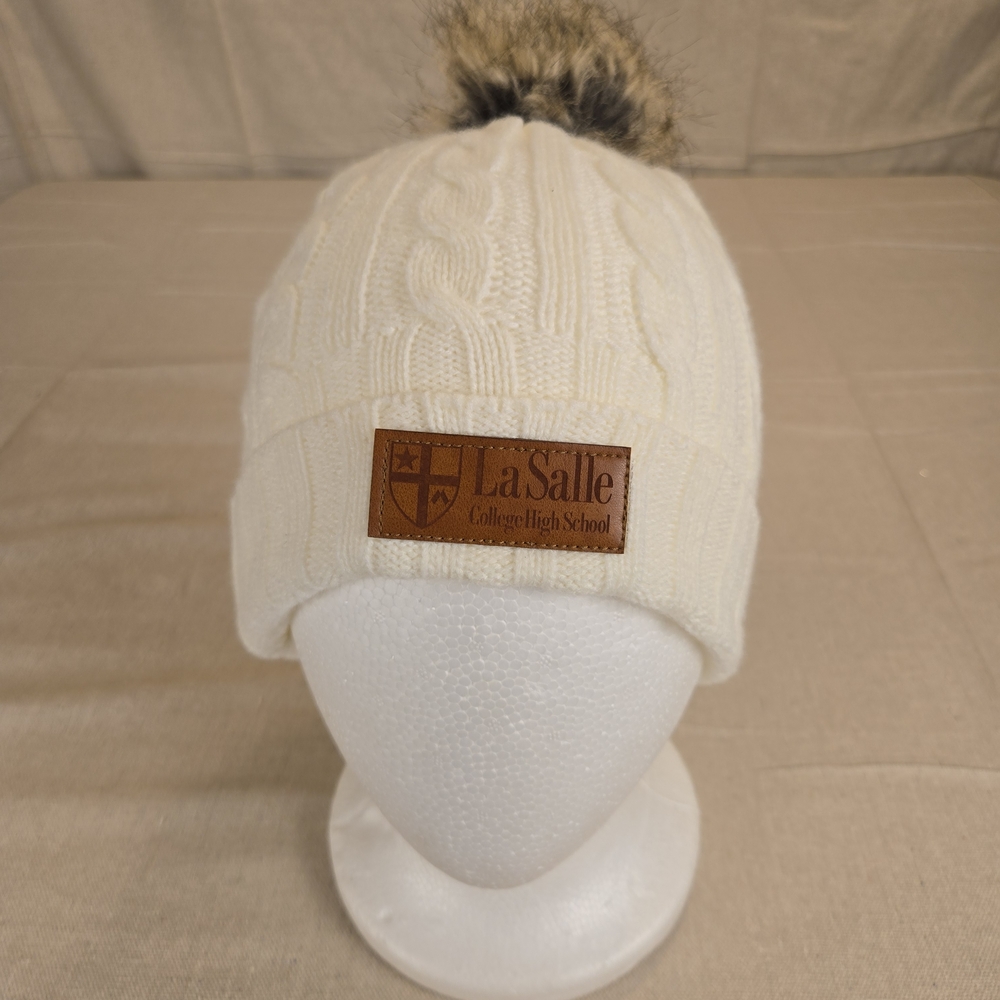 LaSalle College High School Knit Beanie Hat White Pom Pom Acrylic Winter Cap